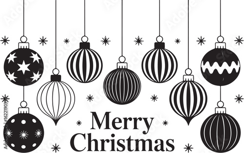 Christmas ball icon. Set of black Christmas balls. Christmas ball icons in flat design. Vector illustration