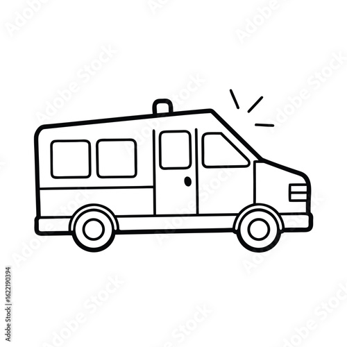 Wallpaper Mural Minimalist line sketch of ambulance with emergency lights in motion vector line art on white background. Torontodigital.ca