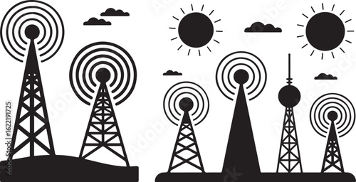 Radio Tower and Signal Icons