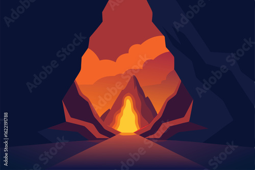 lava cave side view with obstacles  .eps