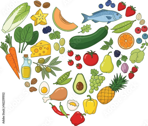 Heart of healthy foods vibrant collection for wellness and nutrition