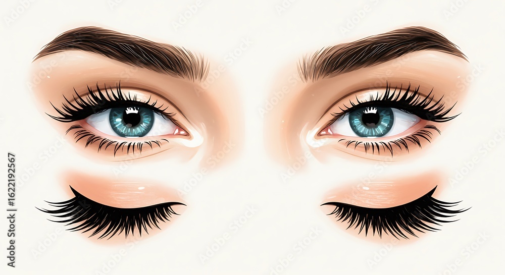 Obraz premium Hypnotic Blue Eyes: Digital Art, Lush Lashes