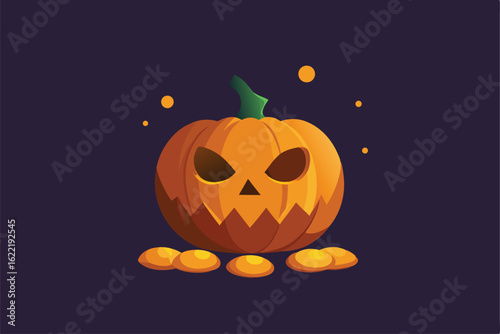 halloween pumpkin overflowing with coins   (1).eps