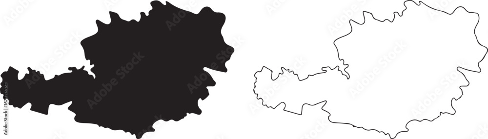 Fototapeta premium map of Austria vector drawing. Mercator projection. Filled and outline version