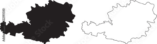 map of Austria vector drawing. Mercator projection. Filled and outline version