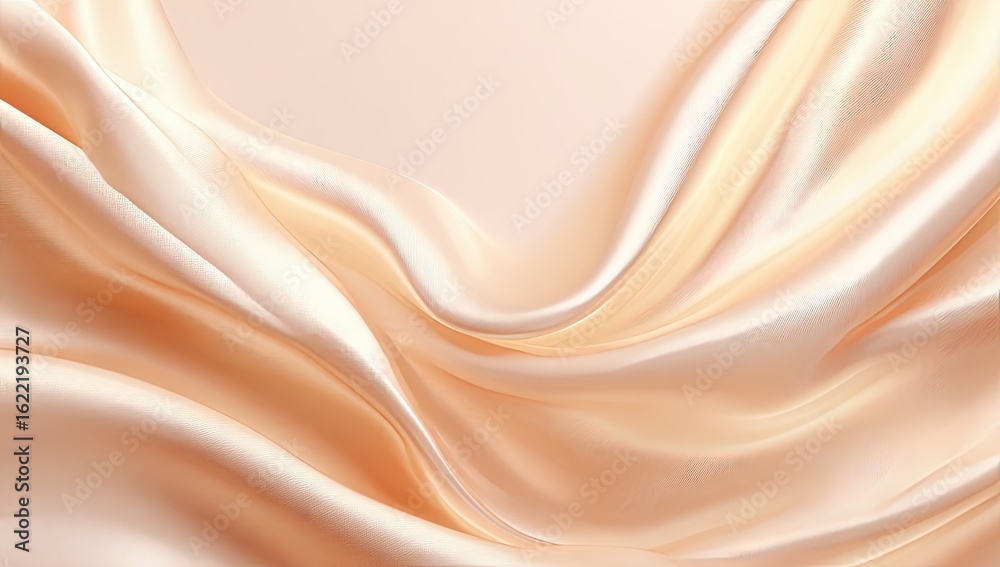 Fototapeta premium Soft, flowing peach-toned silk drapes