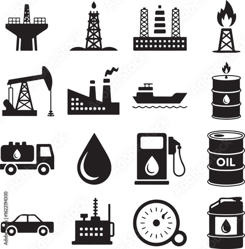Oil industry icon set