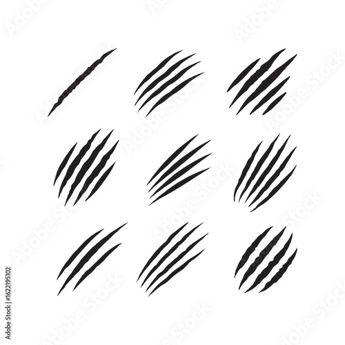 Claw Scratch Marks Vector Set – Wild Animal Slashes & Ripped Surface Effect
