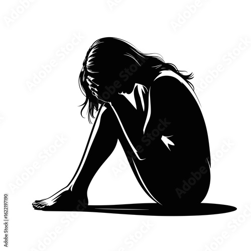 A Silhouette of Sadness in a Minimalist Setting