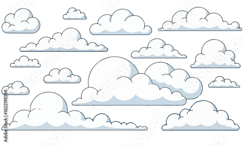 Fluffy Cartoon Clouds Collection.