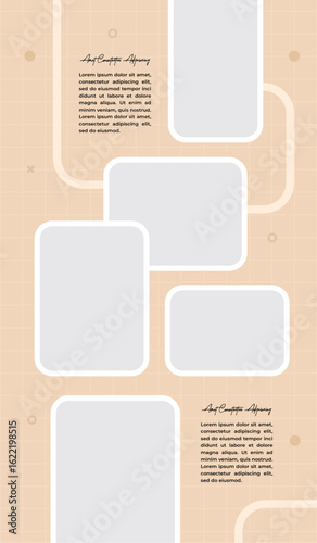 Pictures or photos frame collage, page grid layout abstract photo frames and digital photo wall template