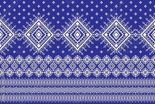 Seamless geometric white and yellow shape for ethnic tradition pattern texture on natural purple and navy blue background