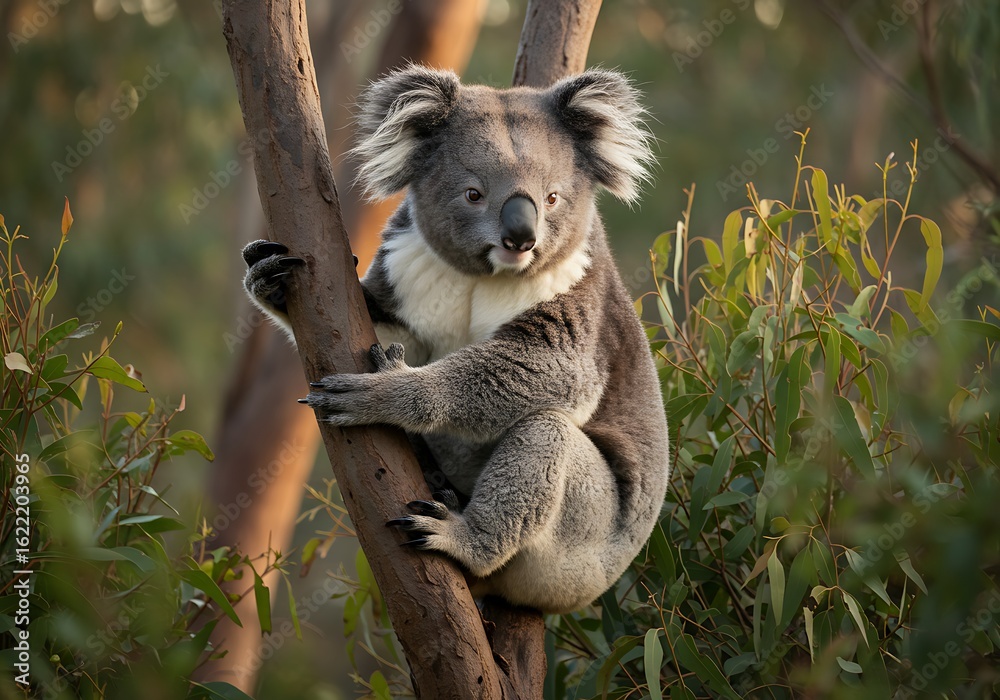 Fototapeta premium Koala's Golden Hour Embrace: Australian Wildlife Photography