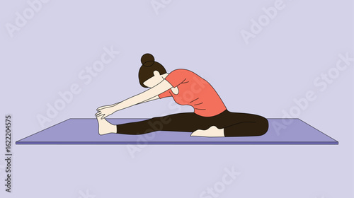 Yoga Practice Flat Illustration. meditation in a serene environment, Colored flat illustration isolated on white background vector