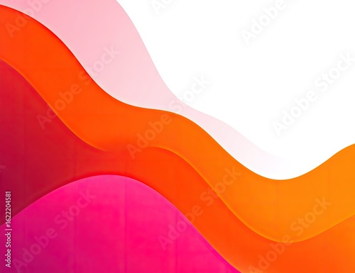 Abstract wavy shapes in vibrant orange and pink gradients on a white background