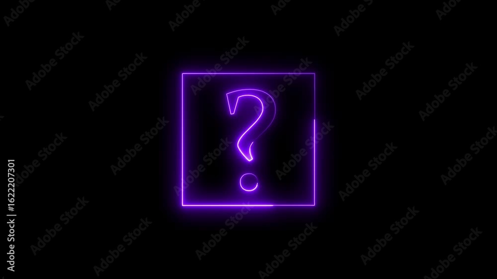 Glowing neon purple color question mark icon animation quiz confusion mark problem game challenge idea decision answer punctuation mark sign symbol on black background Glowing neon purple color question mark icon animation quiz confusion mark problem game challenge idea decision answer punctuation mark sign symbol on black background