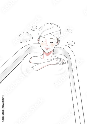 イラスト素材：入浴・女性・健康・美容
