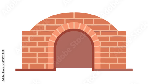 Brick oven pizza oven cooking oven outdoor oven backyard oven brickwork masonry archway design illustration
