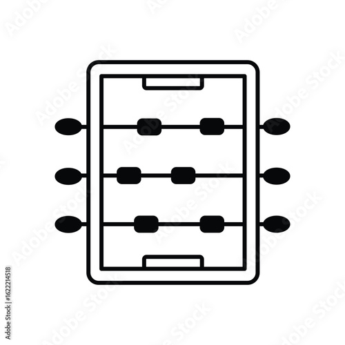 foosball glyph outline icon with white background vector stock illustration