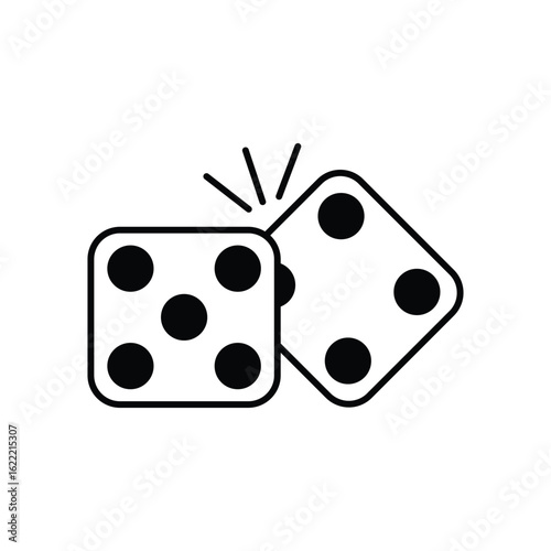 dices glyph outline icon with white background vector stock illustration