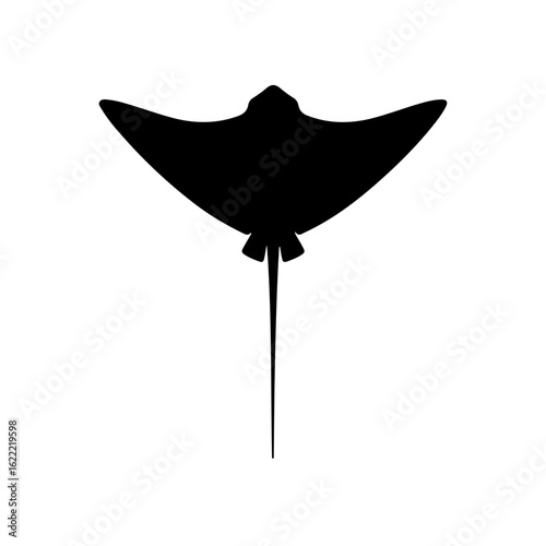 Common eagle ray silhouette vector flat illustration on white background.