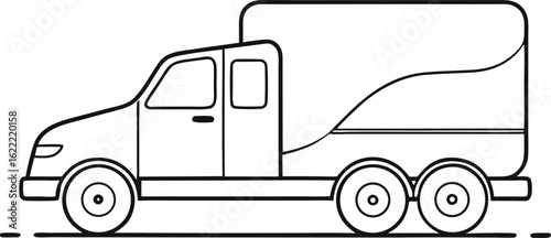 A black and white line drawing of a truck.
