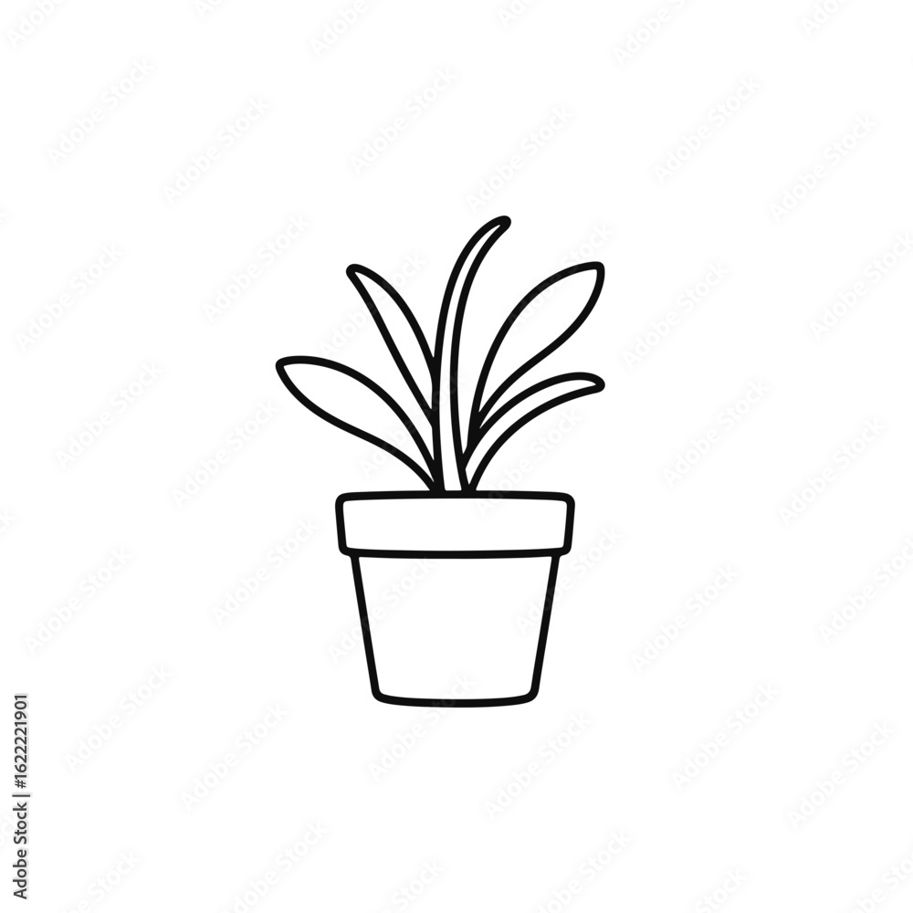 Obraz premium Minimalist potted plant illustration on white background, nature concept