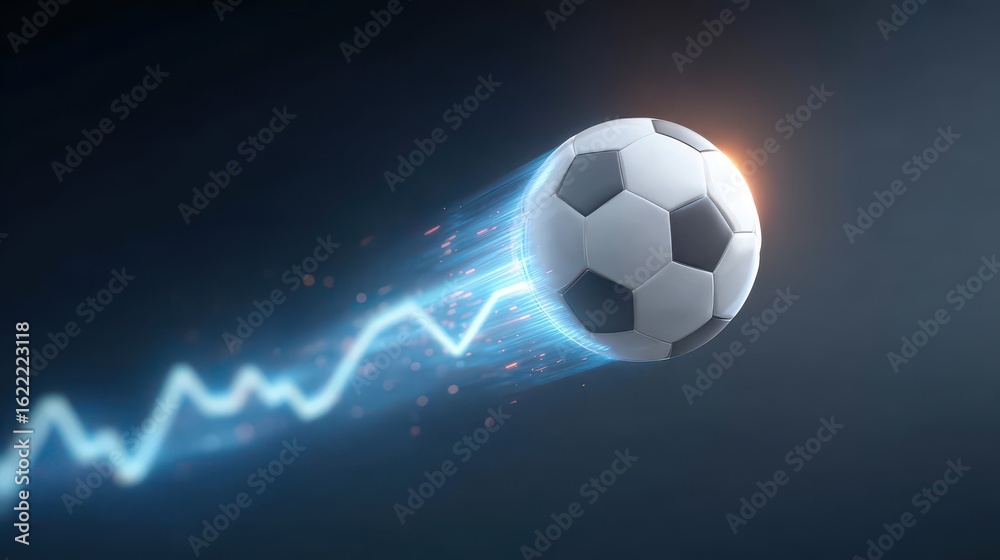Naklejka premium An image of a football (soccer) with a stock market graph in the background, symbolizing how investing is like playing sports or investing in the sports business.