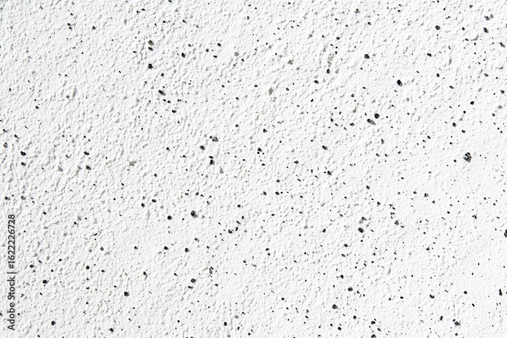 Fototapeta premium Detailed White Stucco Wall Texture with Random Black Spots for Background Use