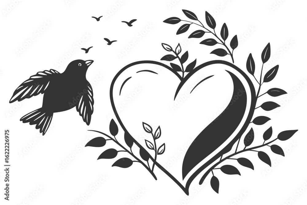 Obraz premium heart with wings