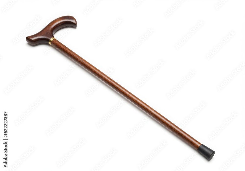 Elegant wooden walking cane with classic t shaped handle Elegant wooden walking cane with classic t shaped handle