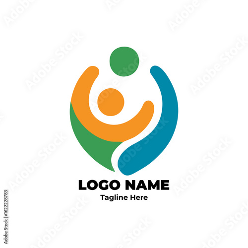 Community human logo vector design for company branding organization identity teamwork corporate success cooperation unity people symbol group connection modern abstract creative business