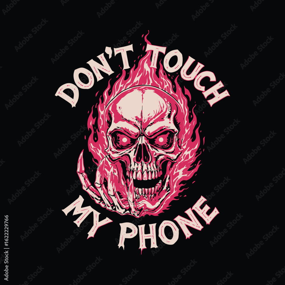 Fototapeta premium Skeleton Hand Don't Touch My Phone T-Shirt Graphics
