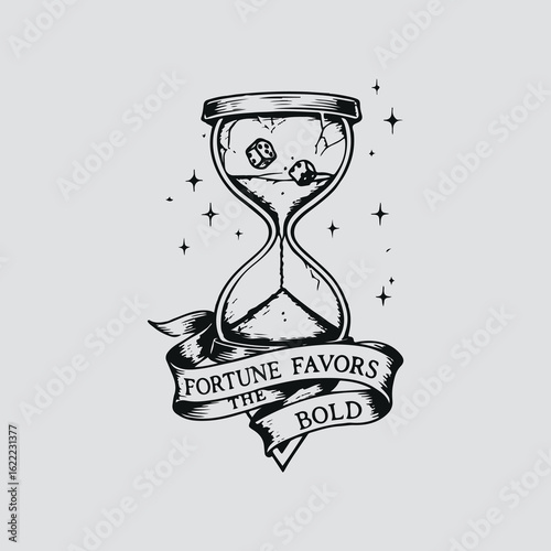 Time Flies Golden Hourglass Vintage Design