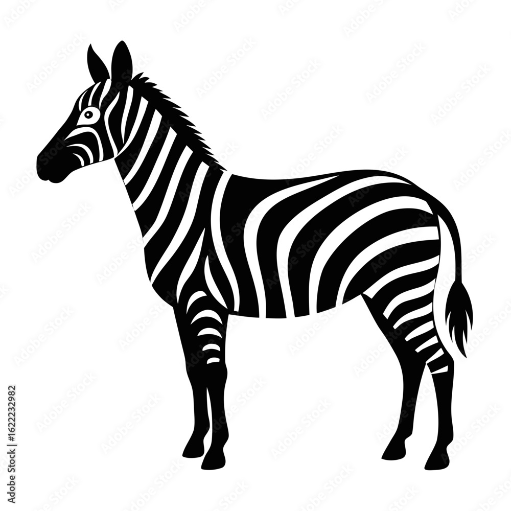 Fototapeta premium Stylized black and white zebra illustration