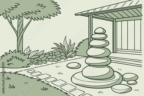 zen garden in the garden