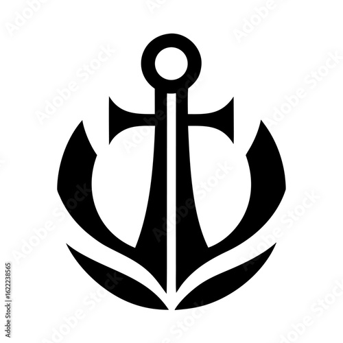 A geometric anchor icon in minimalist outline style, symbolizing strength and stability at sea.