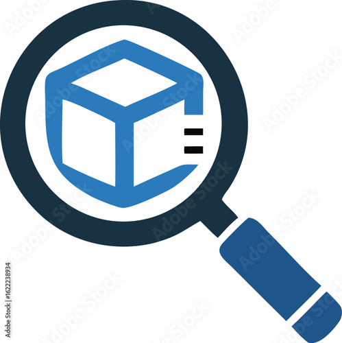 A blue magnifying glass enhances a cube, visually emphasizing its structure and importance