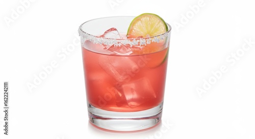 Wallpaper Mural Refreshing cocktail with ice and lime on white background with copy space Torontodigital.ca