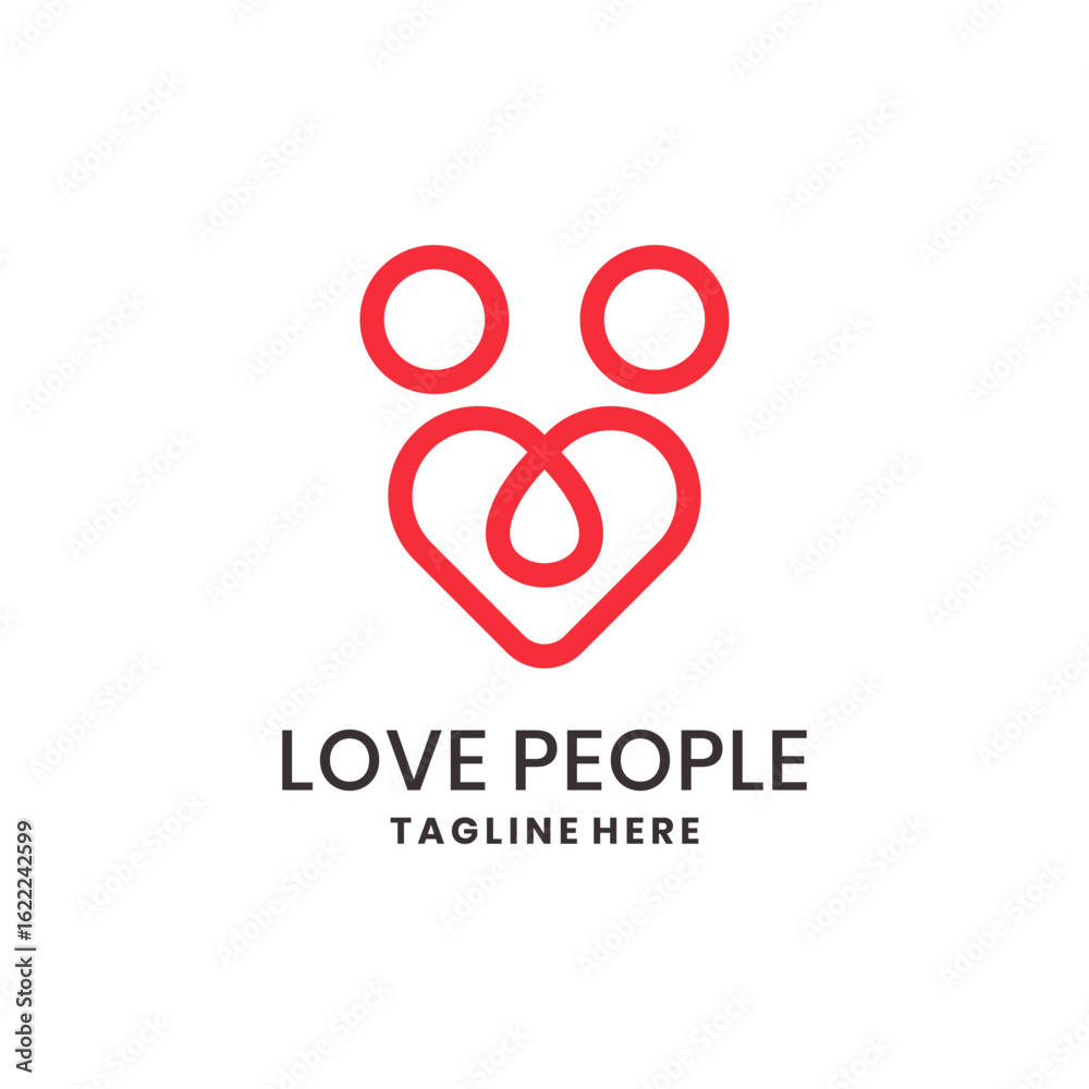 Obraz premium Minimalist red heart person logo design