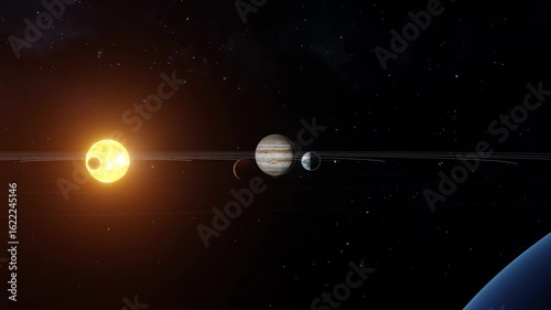 Zooming into planet Jupiter from outside of the solar system
