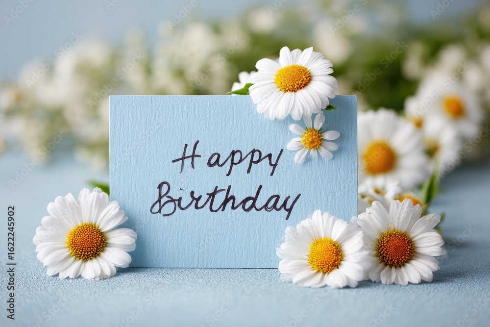Obraz premium Happy Birthday Card with Daisies