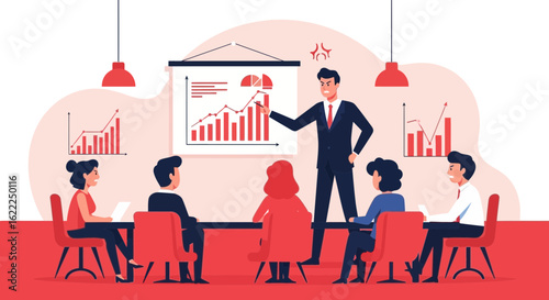 Angry Manager Leading A Business Meeting About Low Sales Performance