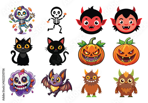Wallpaper Mural Halloween bundle with verities of cartoon & colorful characters Torontodigital.ca