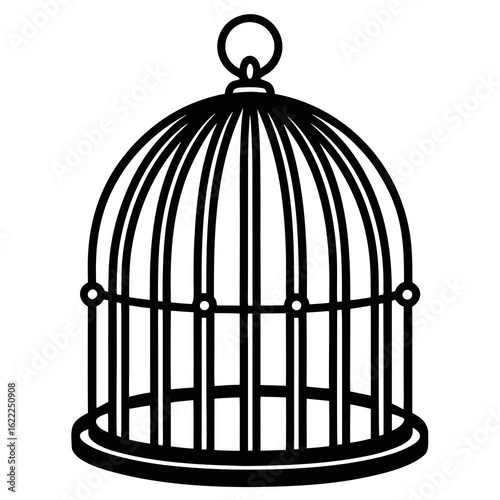 golden cage with bird