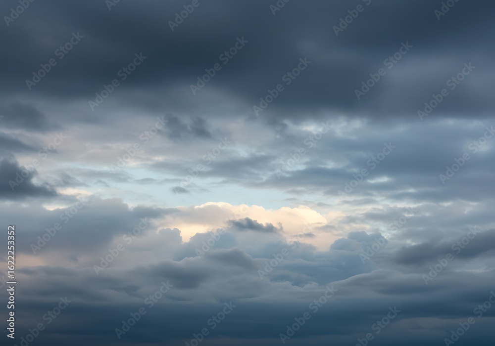 Obraz premium Natural weather phenomenon: a dynamic cloud formation with dark storm clouds dominating the sky.