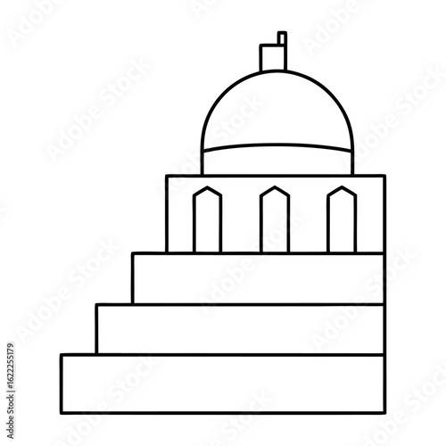 Capitol Building Dome Outline with Stairs Vector Illustration Design