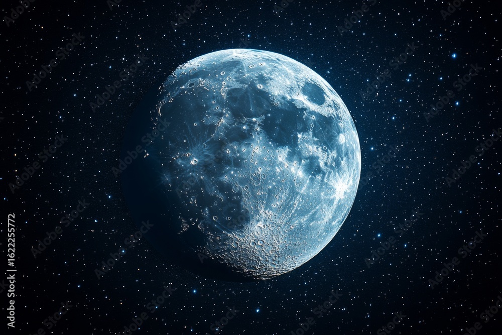 Fototapeta premium Starry Sky With Blue Moon