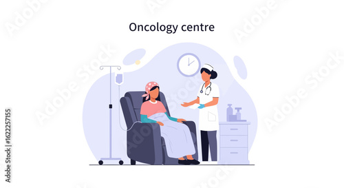 Caring Nurse Giving Treatment To Female Cancer Patient At Hospital