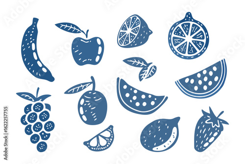 Fruit Delight: Artistic illustration showcasing a variety of fresh fruits, each depicted with an artistic touch, celebrating nature's bounty.
